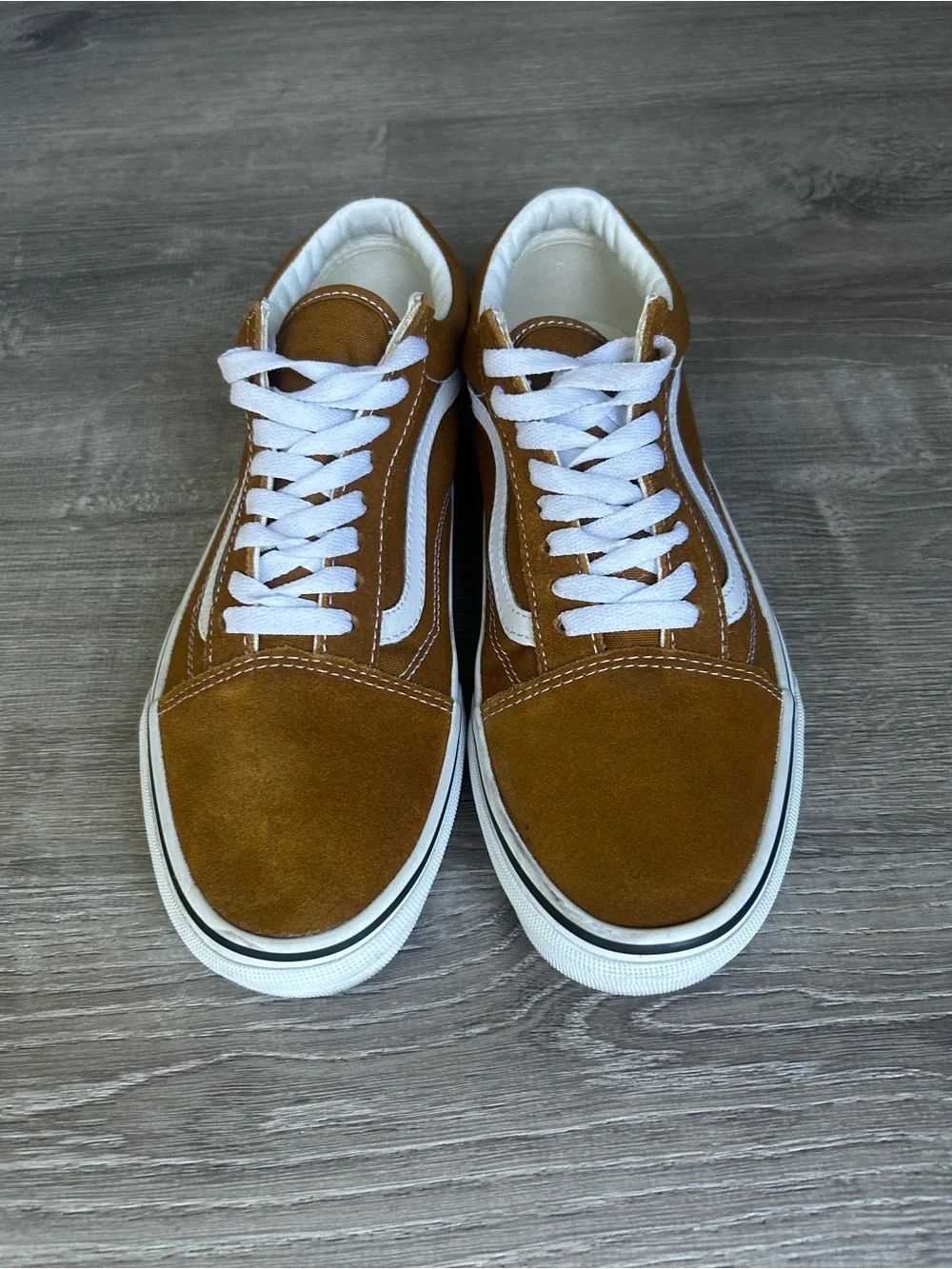 Vans Men's Casual Low-Top Suede Sneakers - Tan with White Stripe